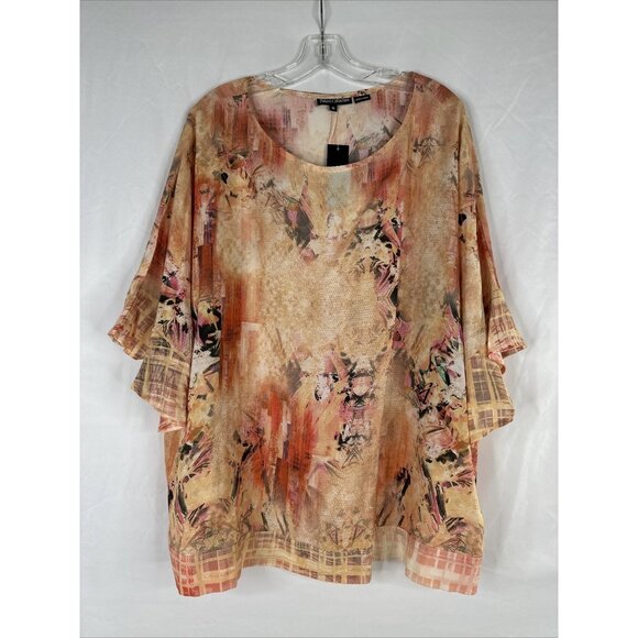 Tolani Collection Top Womens Plus‎ Size 1X Floral Bell Sleeve Bohemian Modal New - Picture 1 of 14